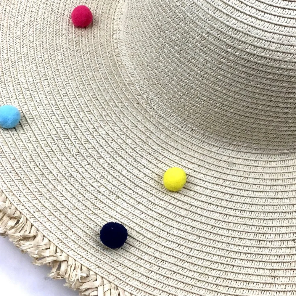 Anthropologie Shiraleah Florence Pom Pom fringe straw sun hat - Picture 4 of 9